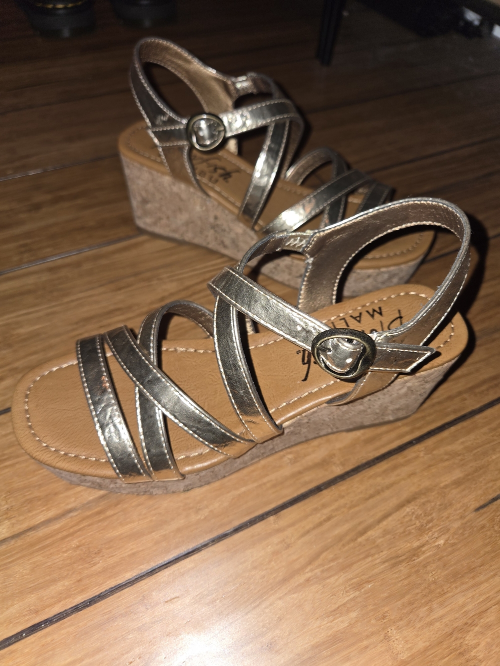 Blowfish Metallic Gold Strappy Wedge Sandals